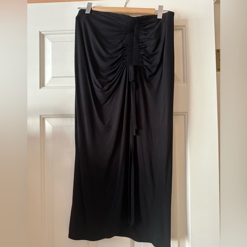 A New Day Black Ruched Skirt With Front Split- XS